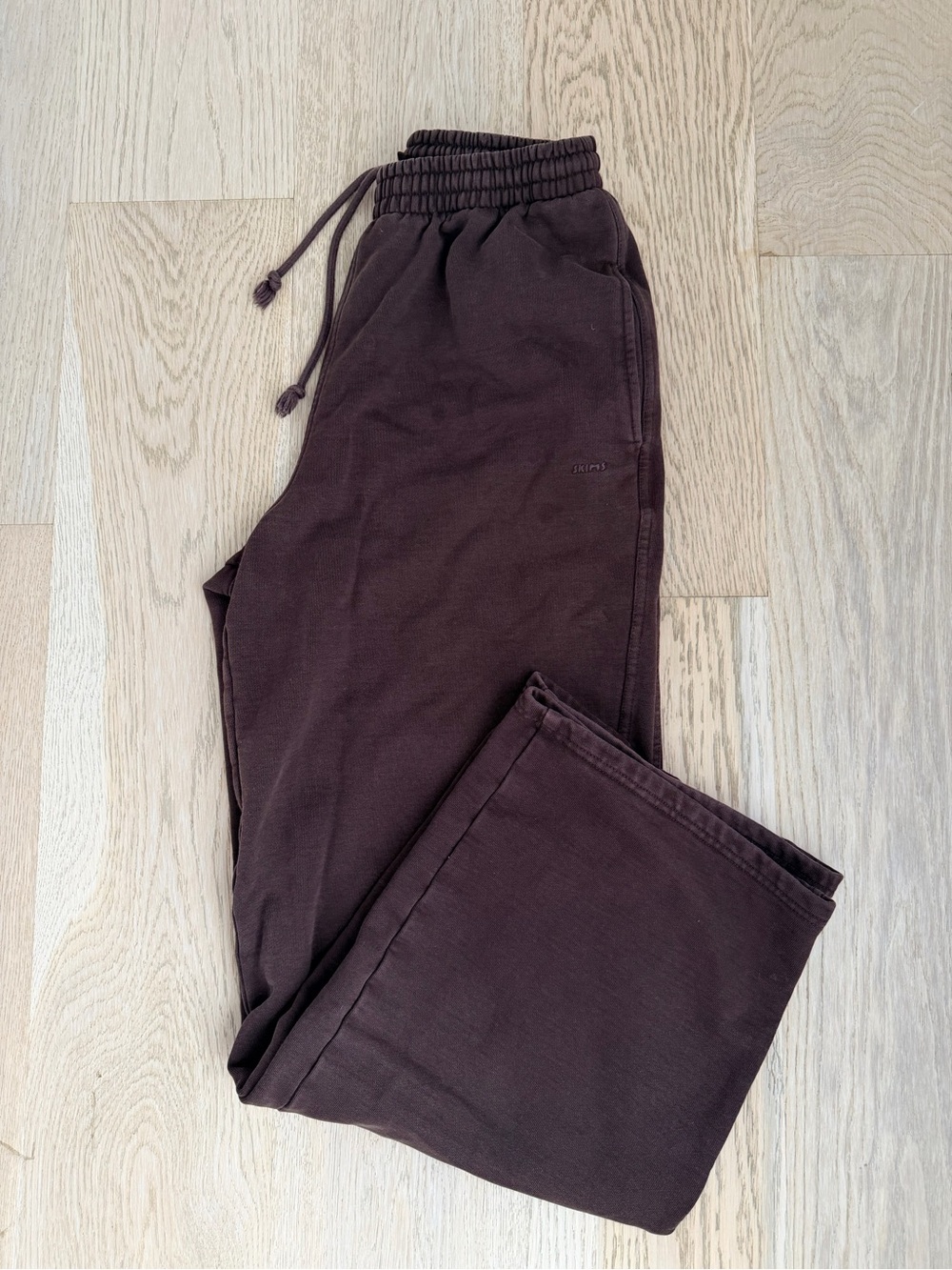 SKIMS Chocolate Dark Brown Straight Leg Cotton Fleece Jogger